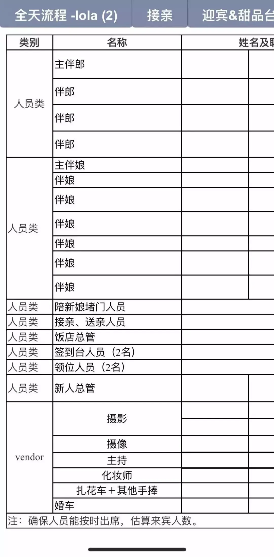 【婚礼当天统筹】