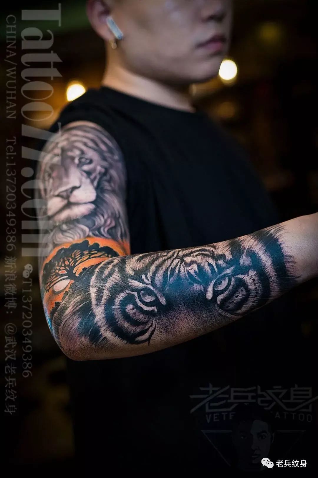 老兵店内作品欣赏——不同风格的花臂纹身