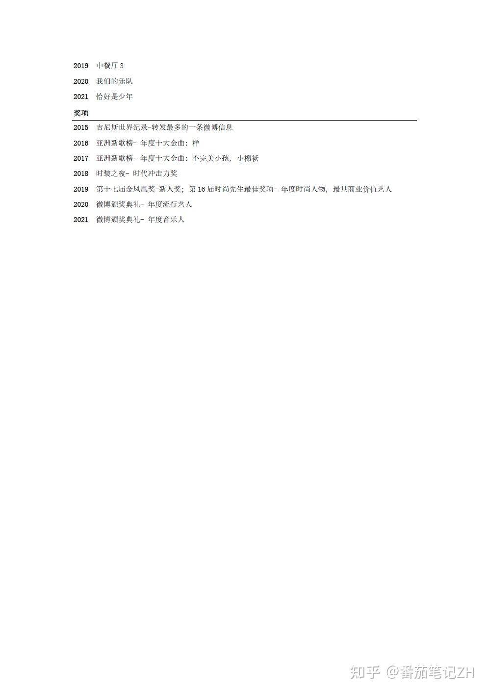 优秀中英文简历(tfboys王俊凯)