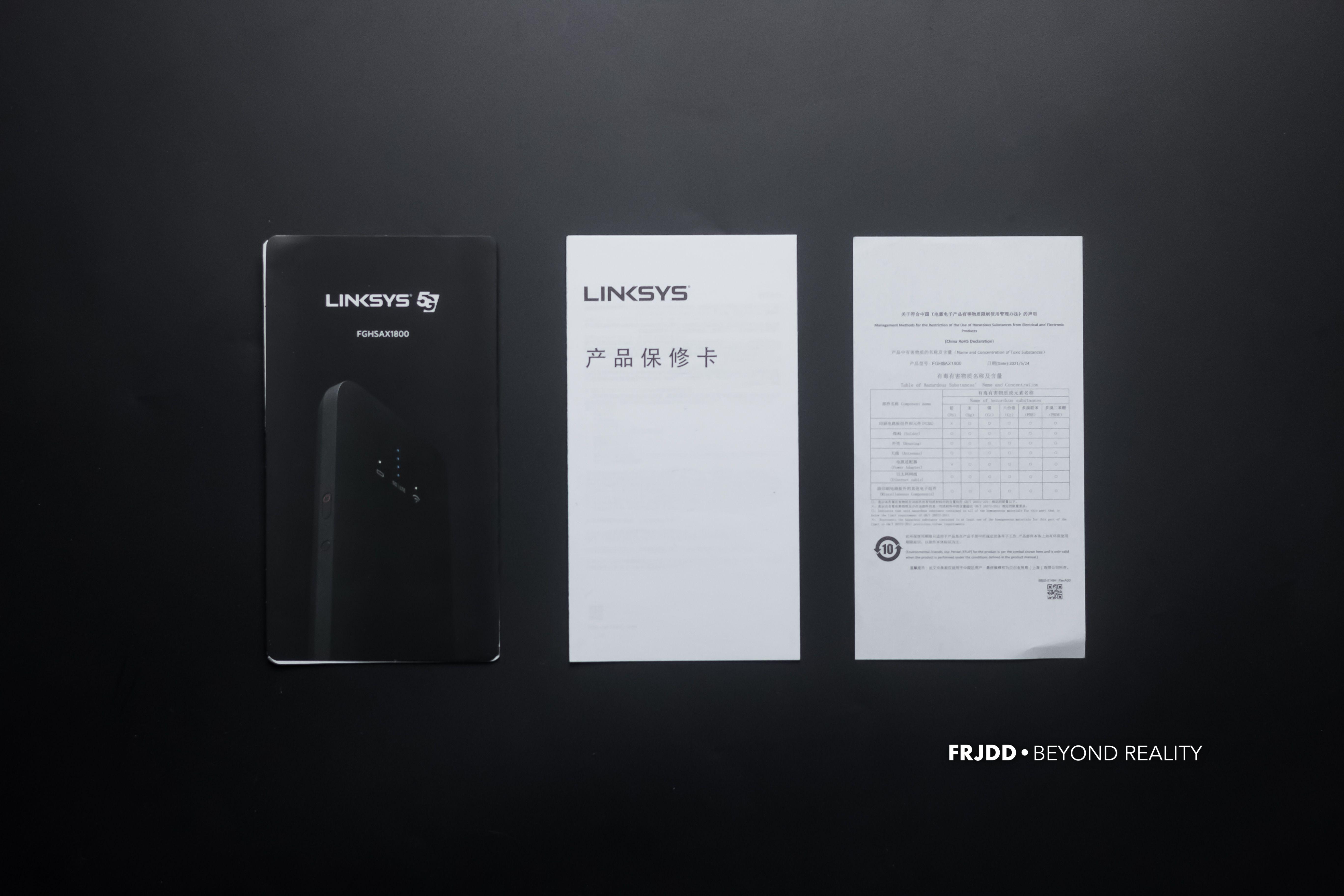 linksys 右侧经过设计的 5g logo 比较显眼,下面是产品本体的图像