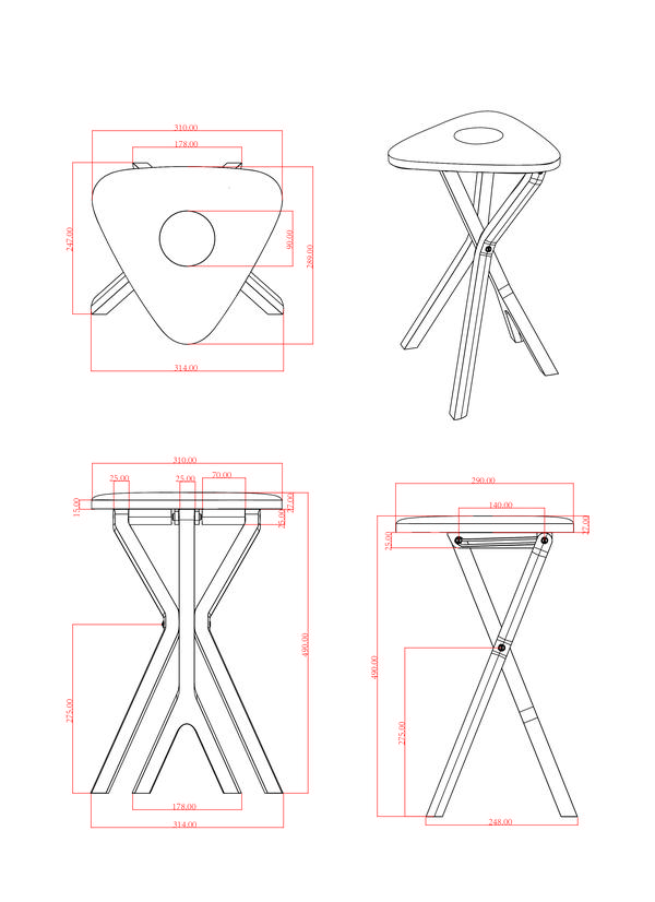 折叠小板凳制作草图图片