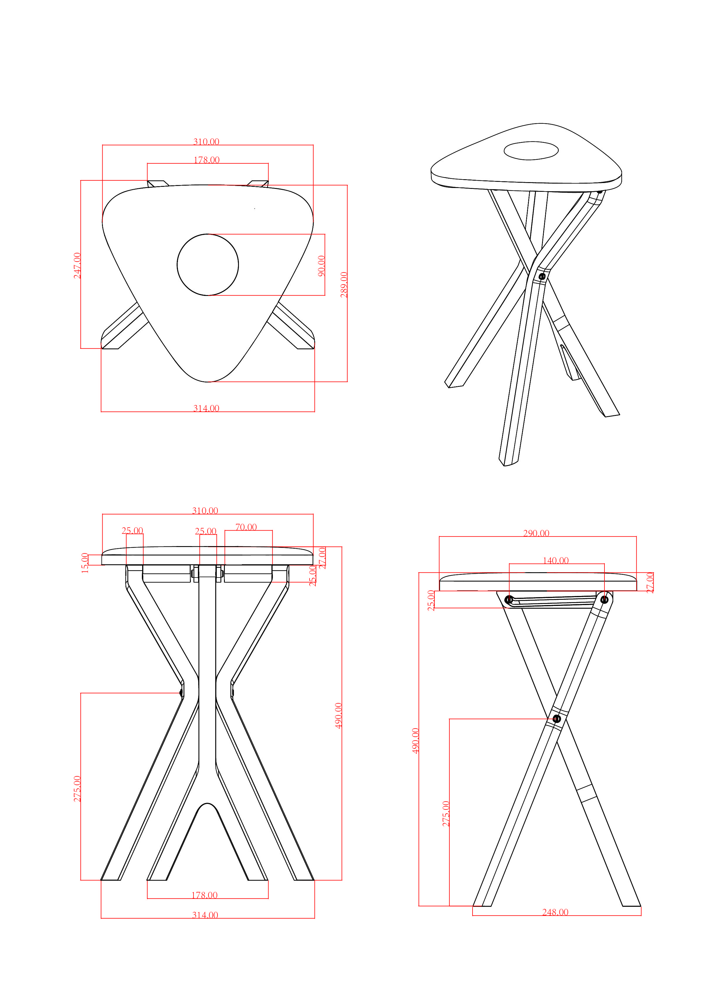 信手拈鱼折叠凳设计