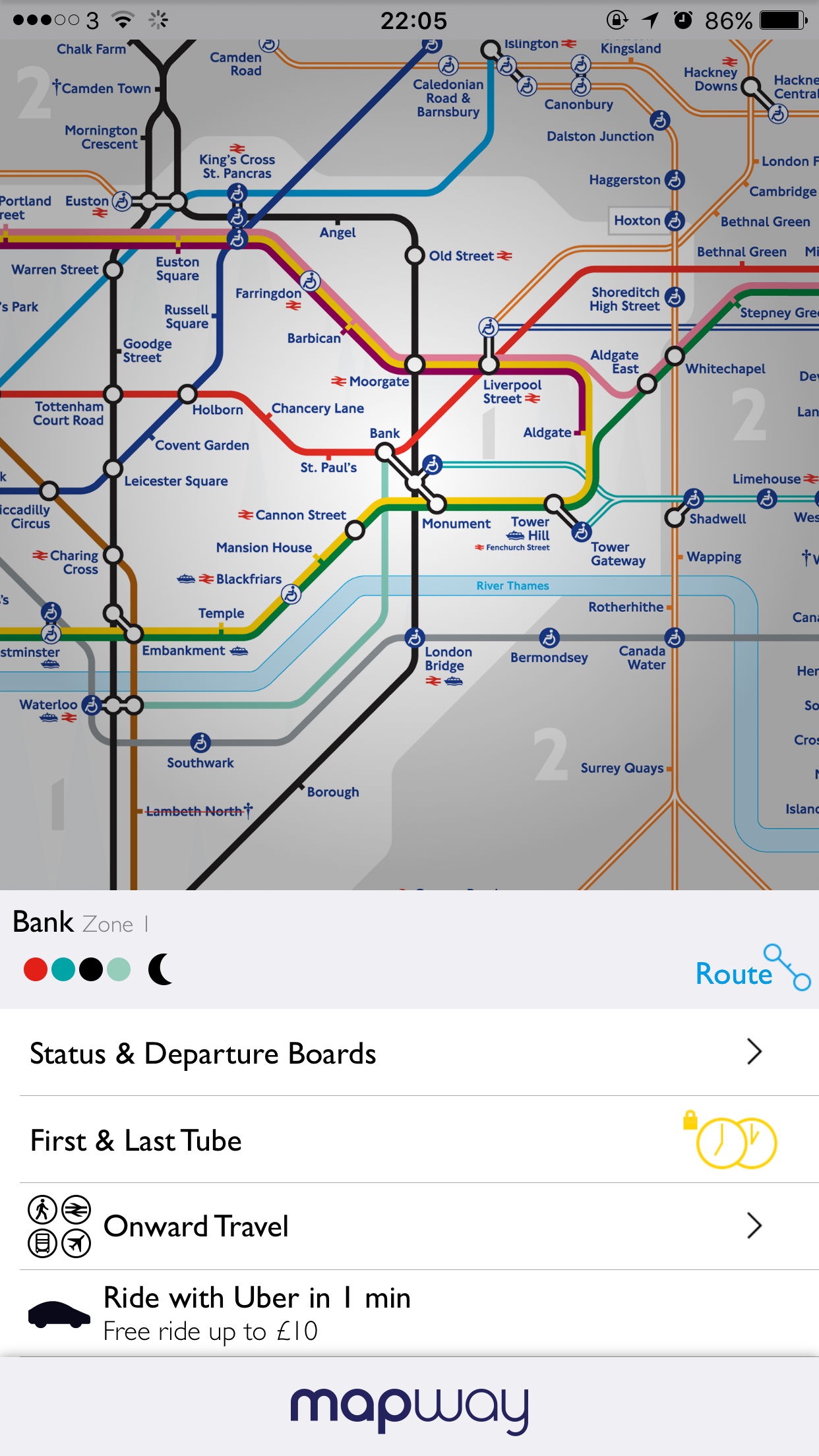 伦敦地铁线路很多,这个app可以查询每条线路的运行状况,搜索地铁线路