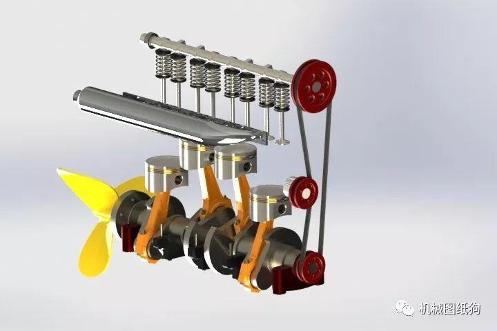 发动机电机四冲程柴油机简易演示模型3d图纸step格式