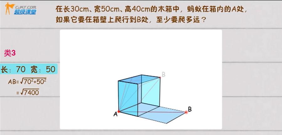 由於長方體相對的面全等,則把這六種路線分成三類討論:1