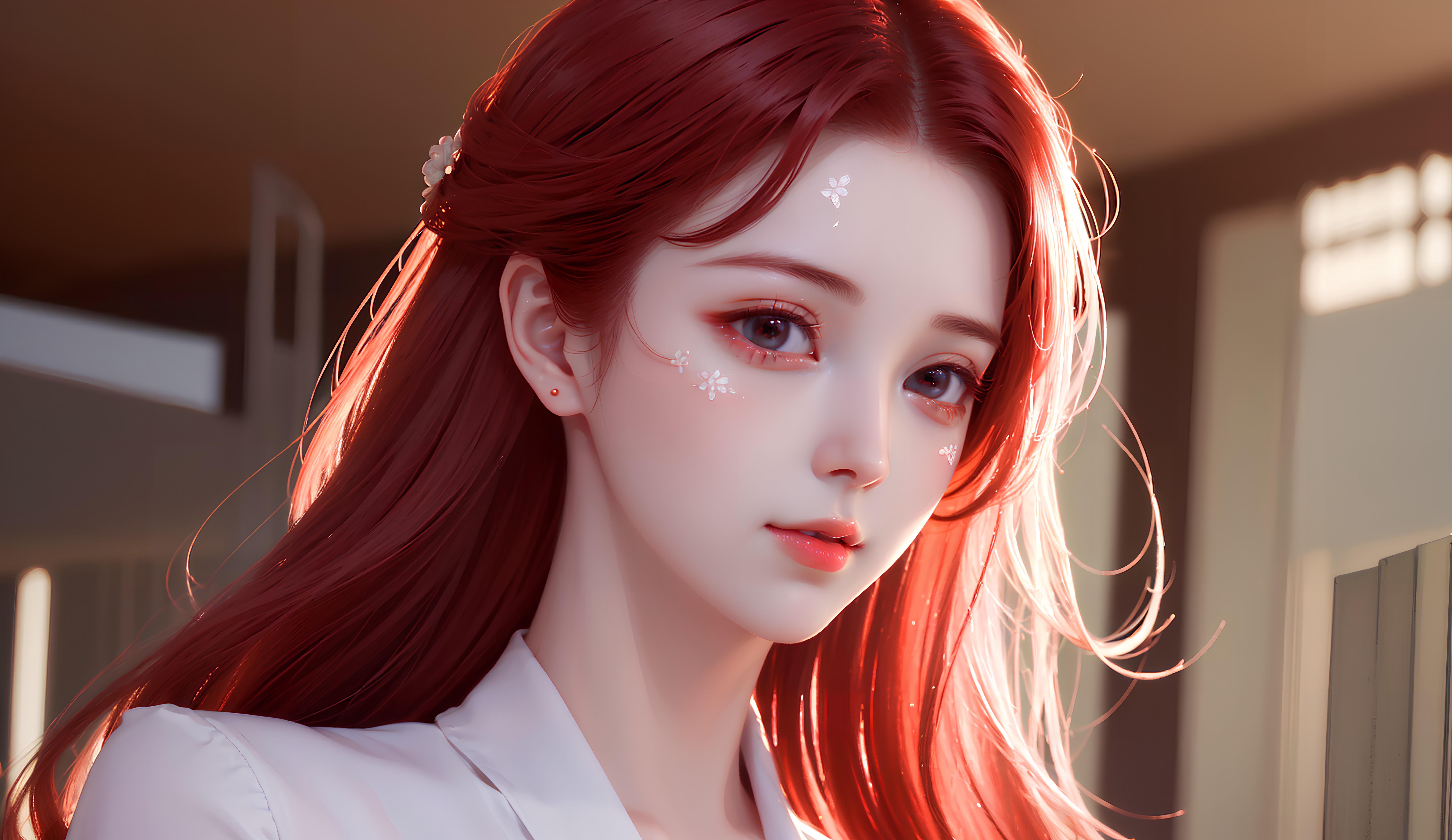 ai电脑绘横屏-纯欲龙女横屏-白发龙女画模型游戏动漫二次元角色手机