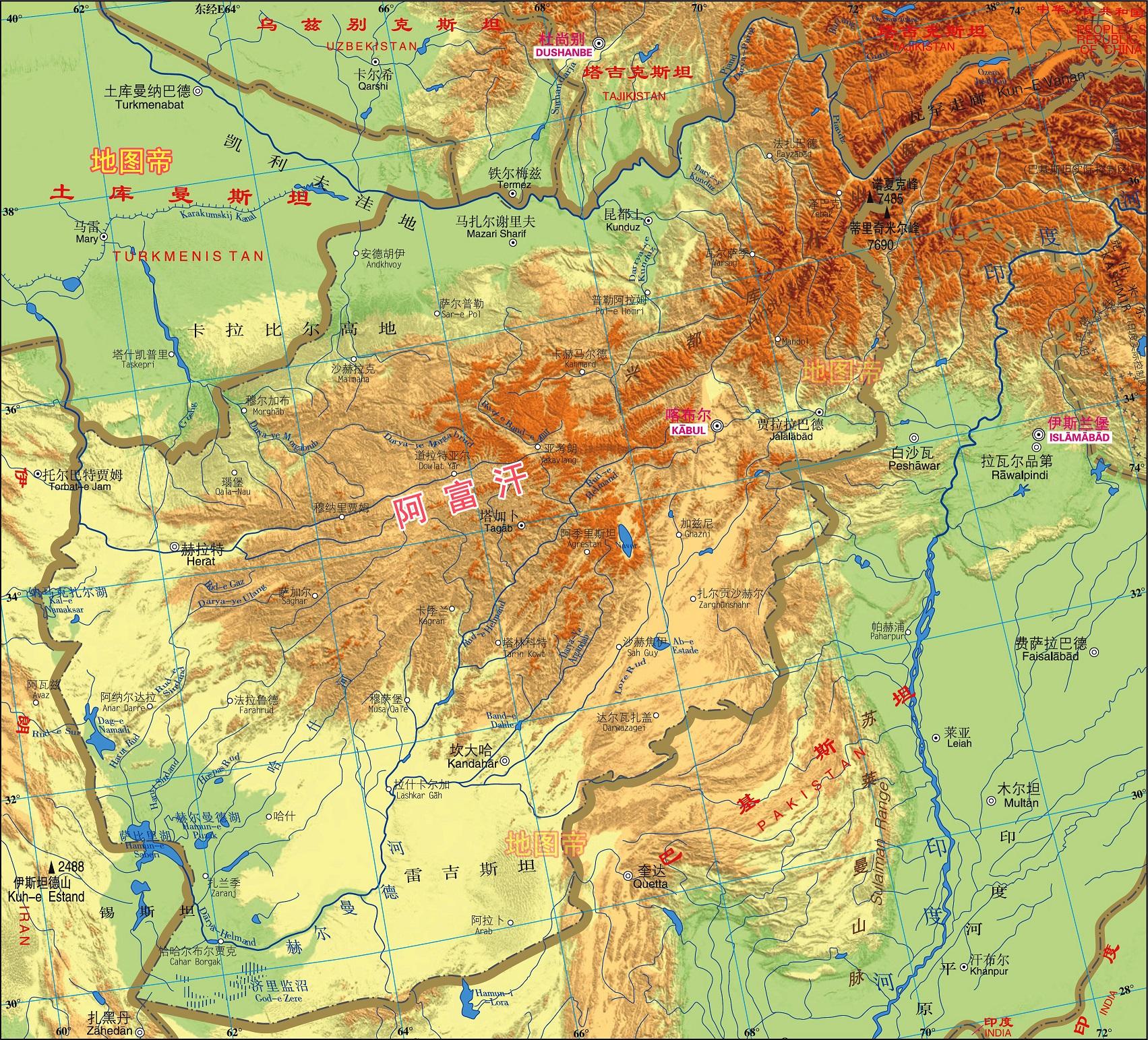 喀布尔河谷地图图片