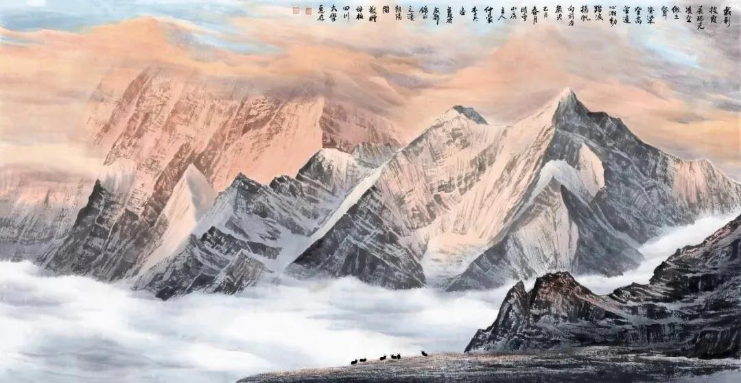 翰墨飘香展风采——李兵水墨高原雪山画作品欣赏
