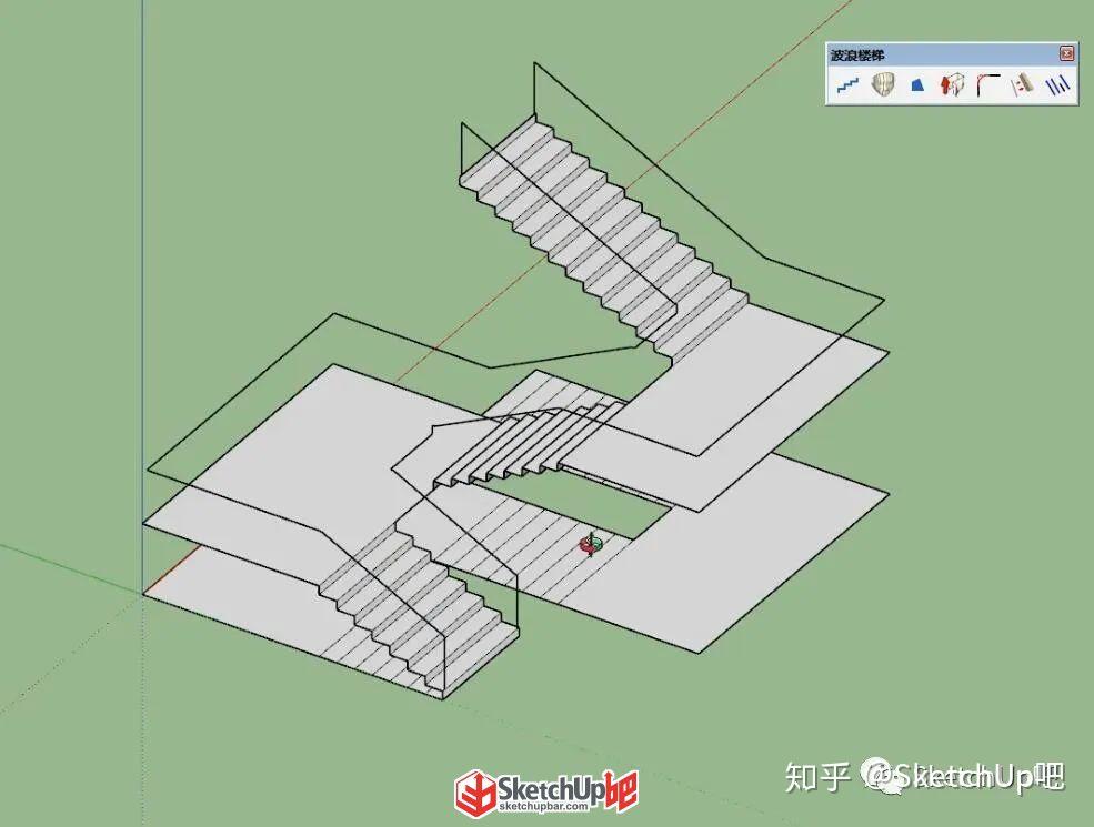 sketchup波浪楼梯建模思路