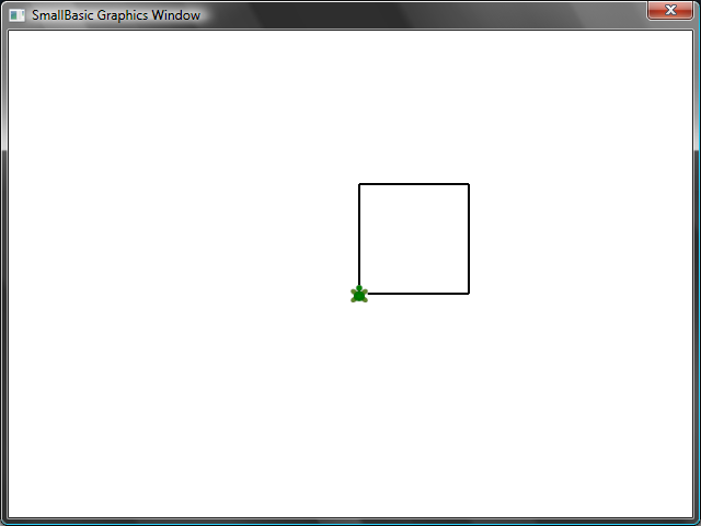 因此,要绘制一个正方形,我们需要用龟标画一条线,右转,再画一条线