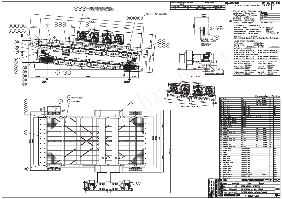 sandvik山特维克圆振动筛直线椭圆振动筛图纸sc2460lf2460dlf2460tlt