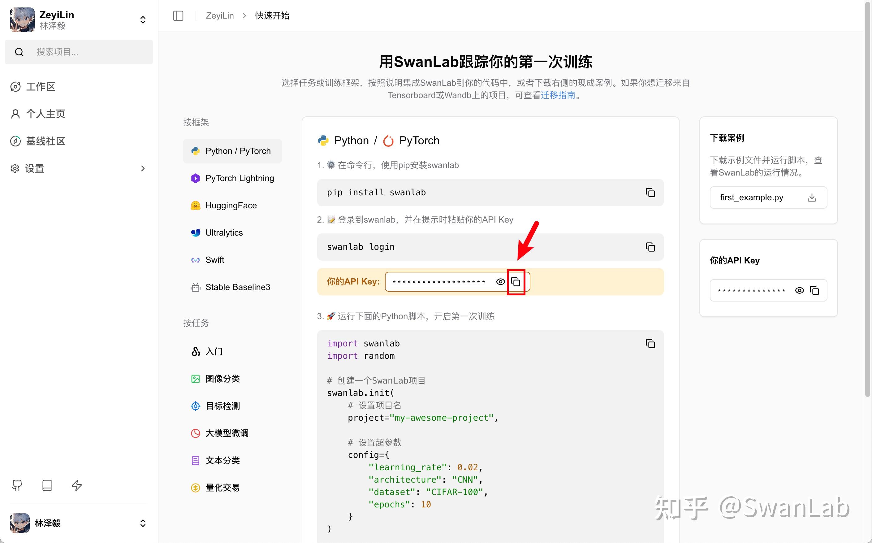 SWANLAB LOGIN API KEY intelligence overview