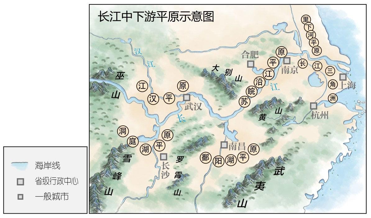 长江中下游平原地图图片