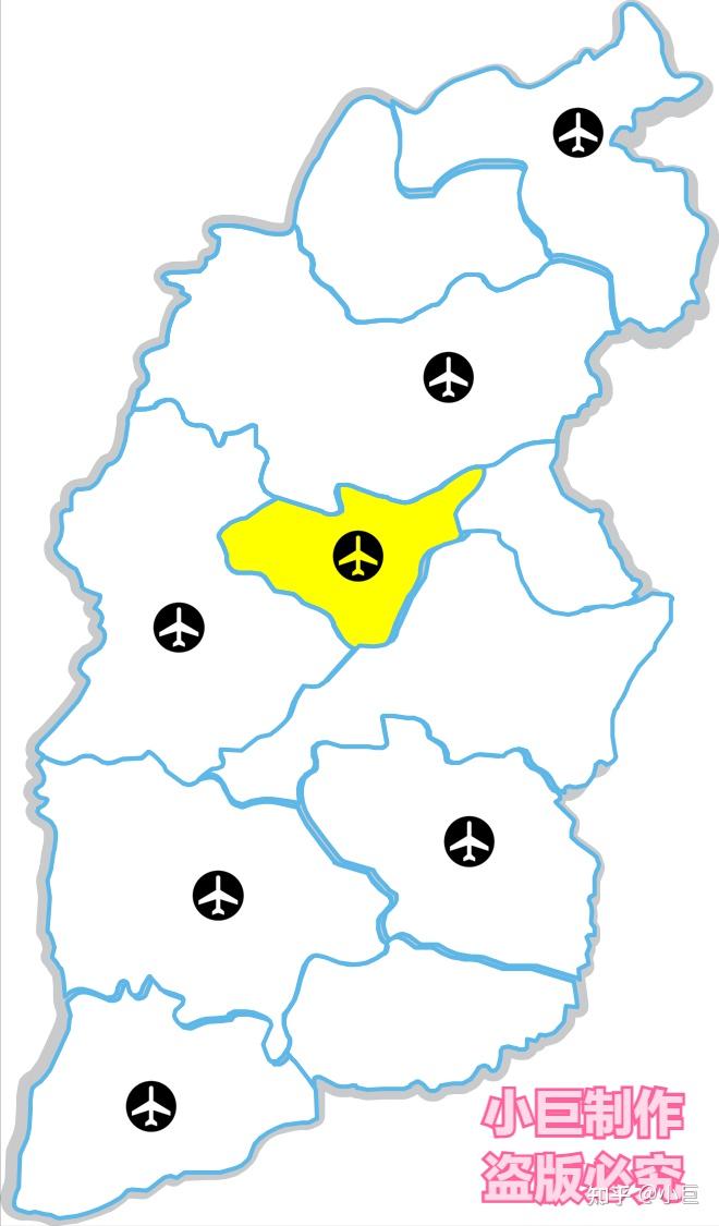 山西省内机场分布图目前从旅客的吞吐量上面来看,太原武宿国际机场的