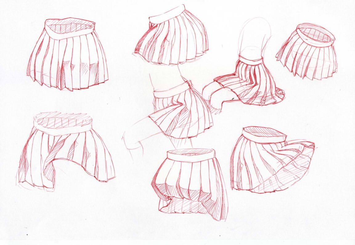 两片大摆裙的裁剪图,2片45度斜裙裁剪图,两片式半身裙裁剪图_大山谷图库