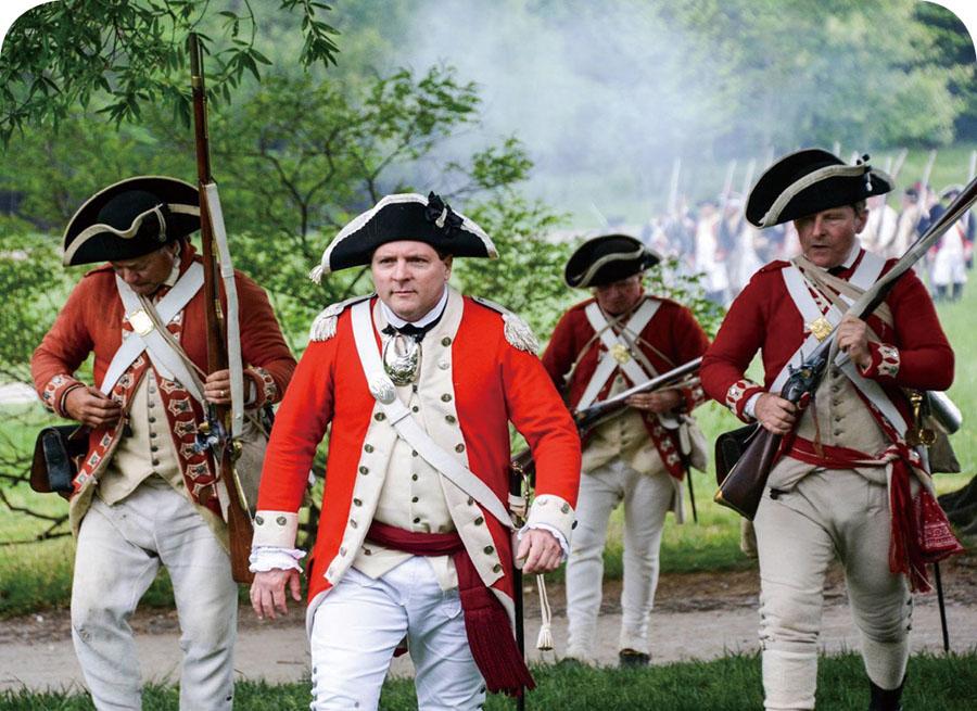 现代纪念活动中原样复制的 18 世纪英国陆军步兵制服英国陆军官兵穿了