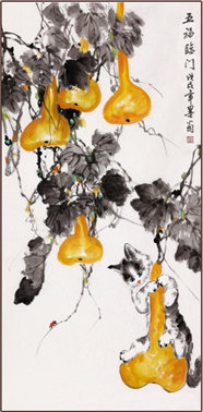 墨翁老师国画作品五福临门