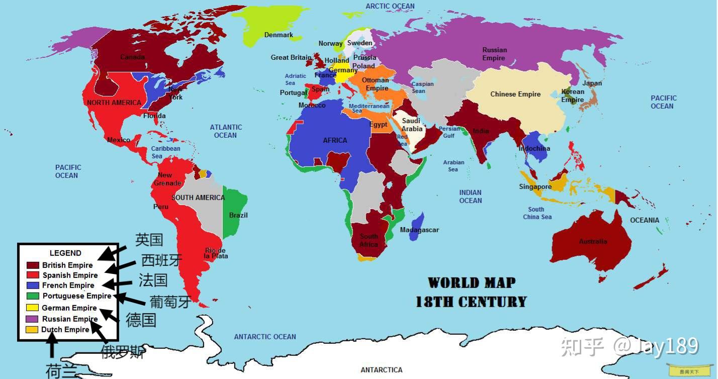 开始殖民15世纪末,哥伦布发现新大陆18世纪的世界地图(美国建立之前)