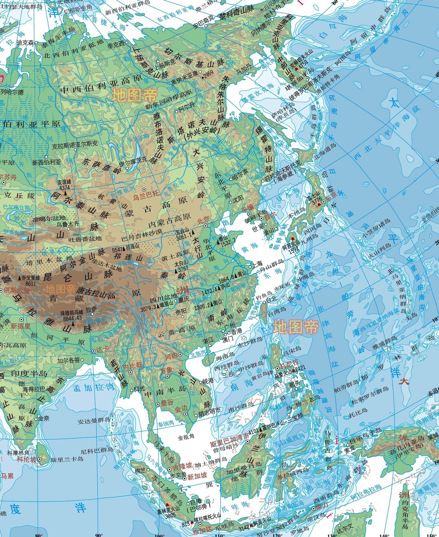 亚洲地图 - 亚洲地图 - 地理教师网