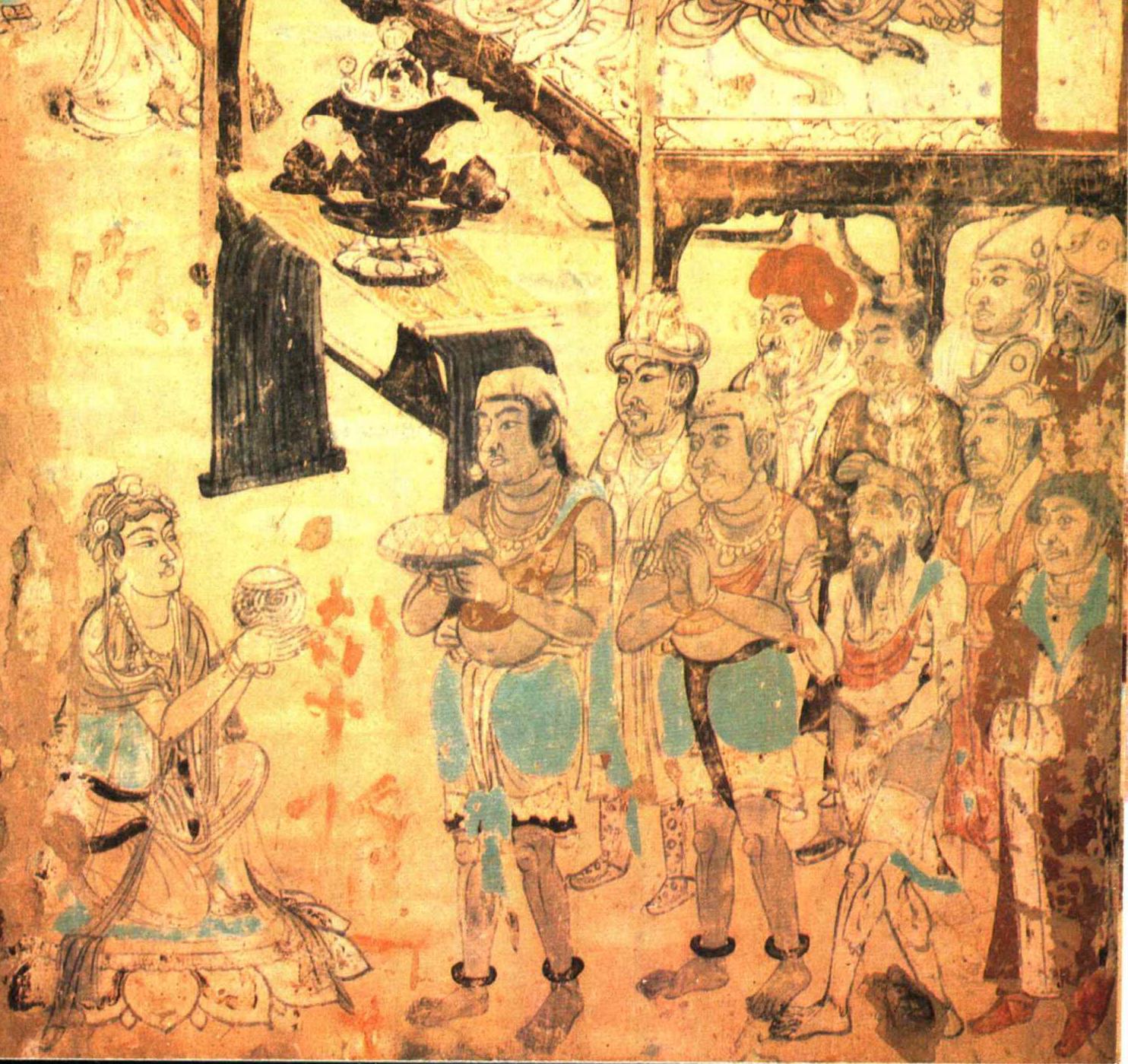 神游千年大美敦煌盛唐103窟线描至圣吴道子健朗风格的维摩诘青山佛旅