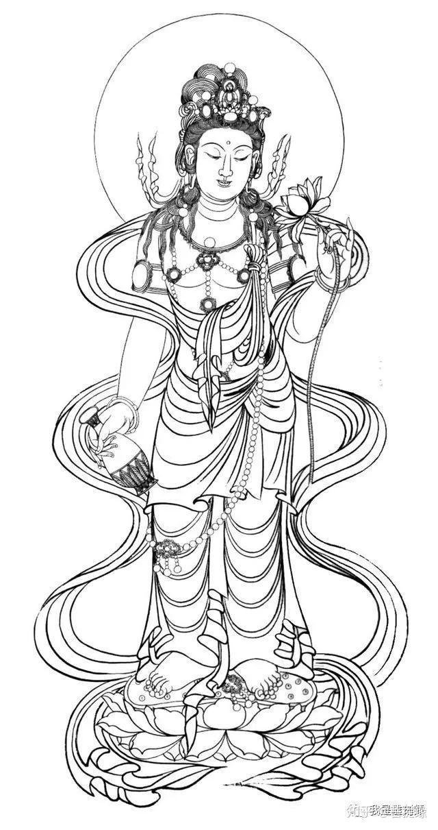 我是雕刻师图赏线描雕刻手稿观音像