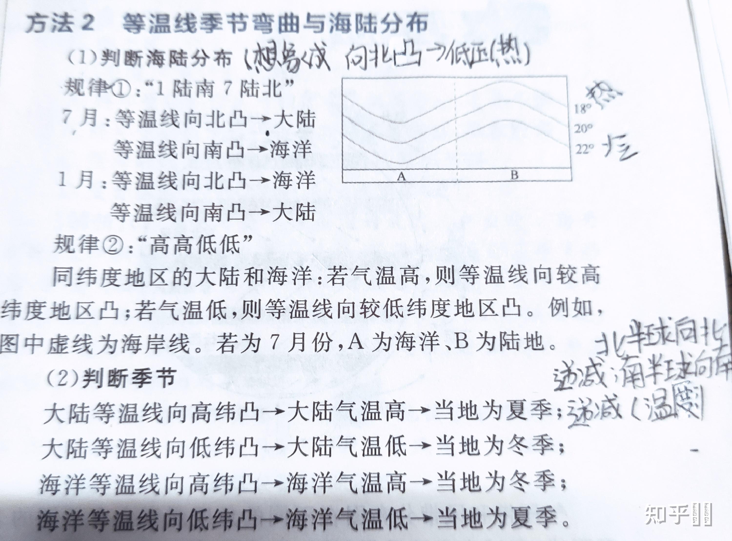 等温线季节弯曲与海陆分布