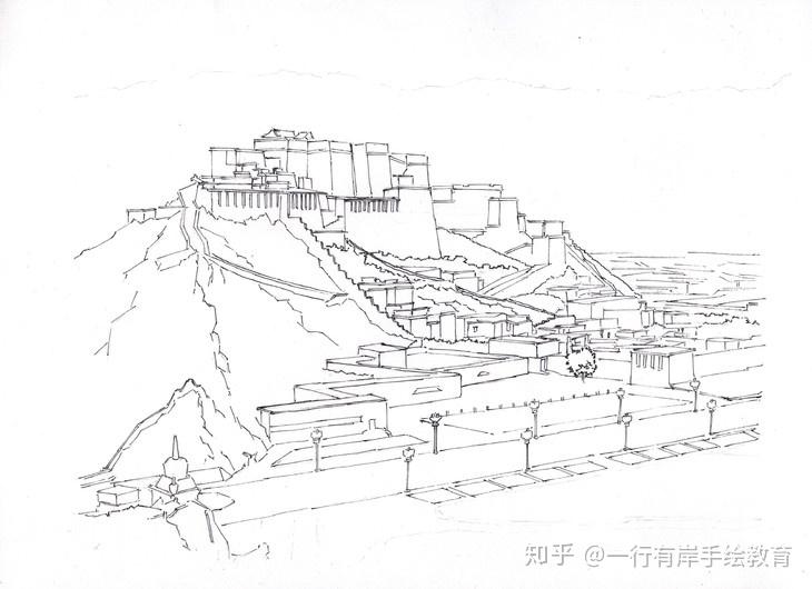 布达拉宫平面图手绘图片