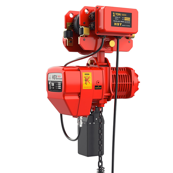 电动葫芦结构紧凑,电机轴线与卷筒轴线垂直的电动葫芦采用蜗轮蜗杆