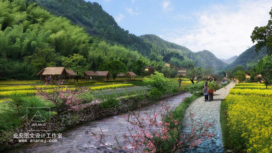 安安设计表现,分享环境宜人的新农村效果图素材