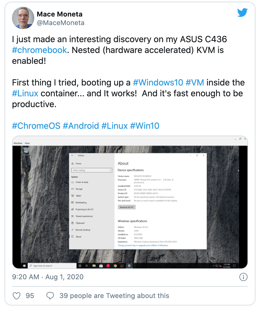 可以在 Chromebook 的 Linux VM 中运行 Windows 10 了！ 知乎