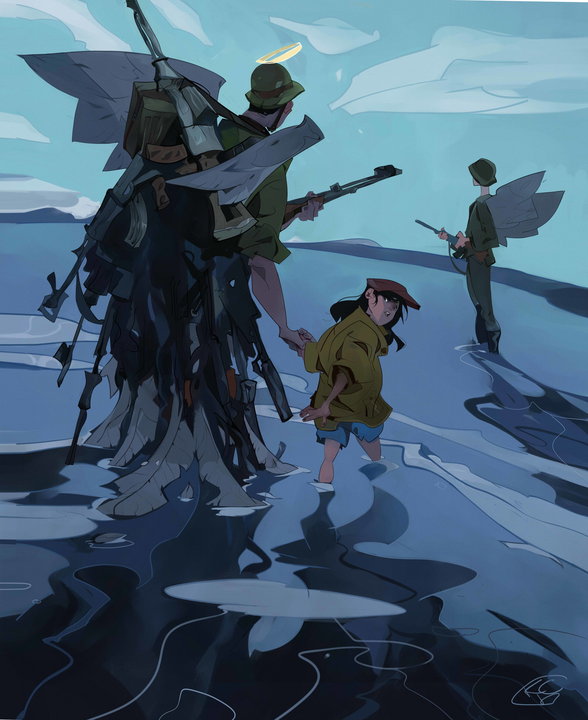 大胆色彩搭配和谐画面富有张力作品风格偏美式漫画来自俄罗斯的插画师