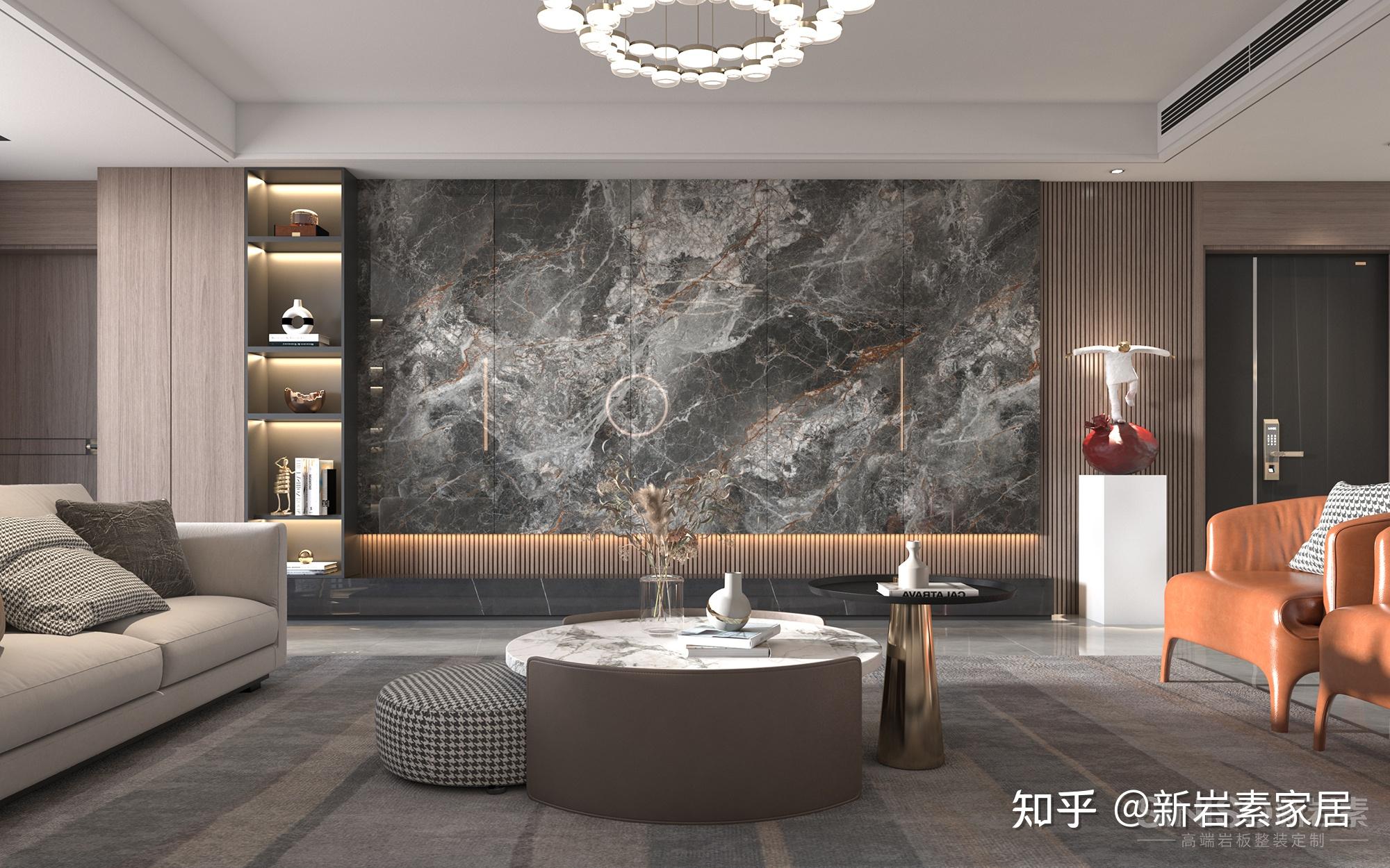 高颜值岩板背景墙每一款都狠狠地心动了