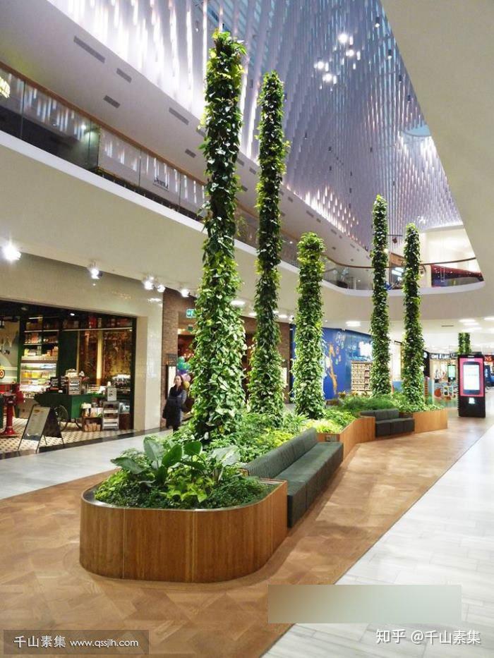 购物中心垂直绿化壮观的植物柱