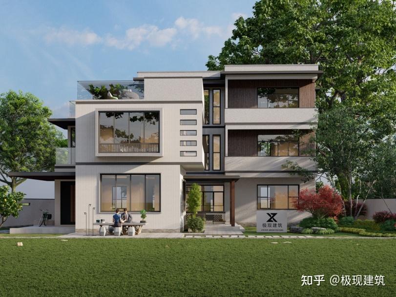 广东三层L型现代风自建别墅设计图 - 知乎