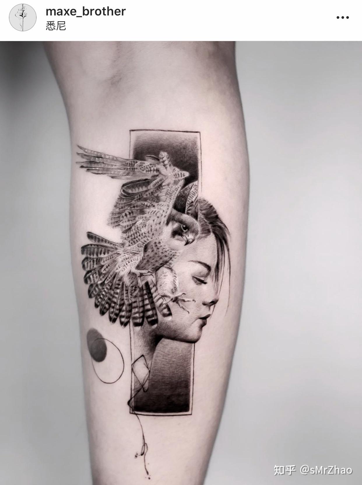 smrzhao纹身推荐第240期黑白动植物肖像单针几何写实精致花臂