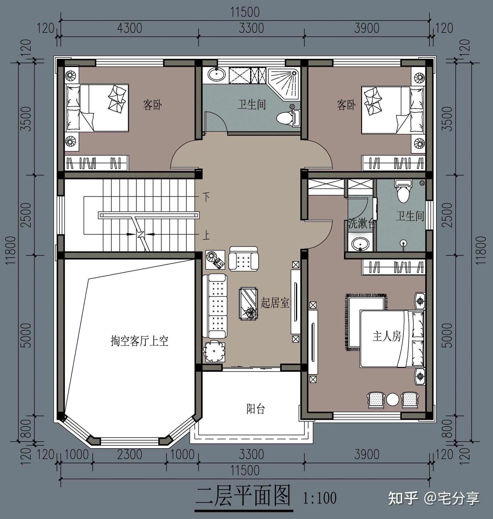 5米*11 8农村自建房别墅设计图