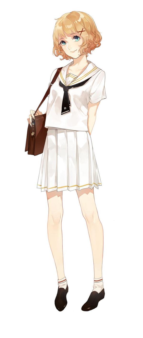 超心动水手服少女素材分享蓝铅笔