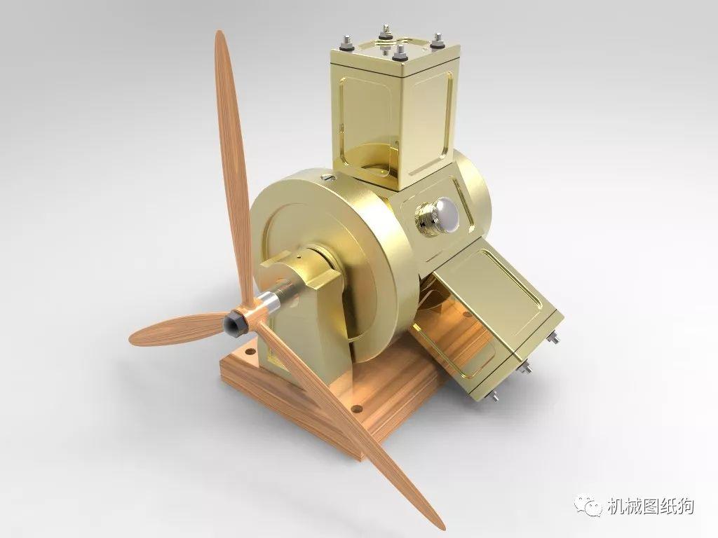 发动机电机微型3缸星型发动机solidworks设计引擎模型