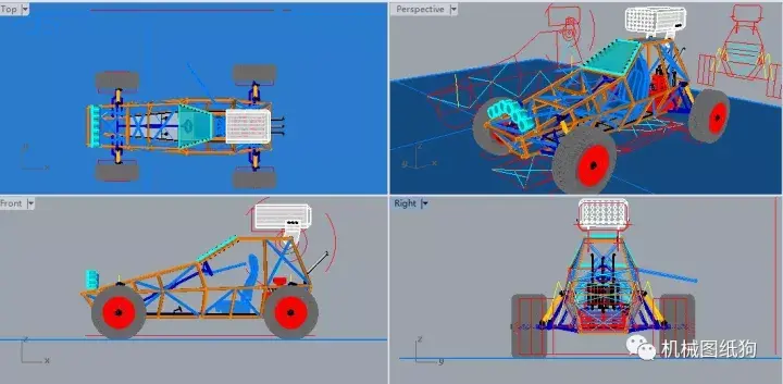 卡丁赛车轻型钢管越野车3d图纸rhino设计3dm格式