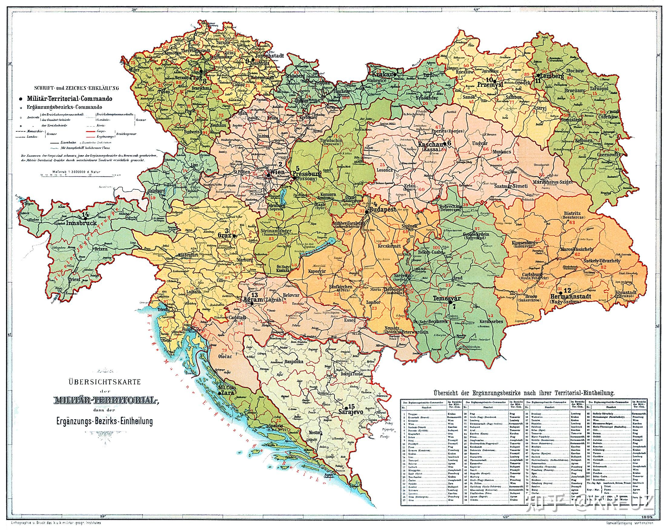 底图为1900德意志帝国,灰色区域为战后公投脱离的),而这32个军区又被