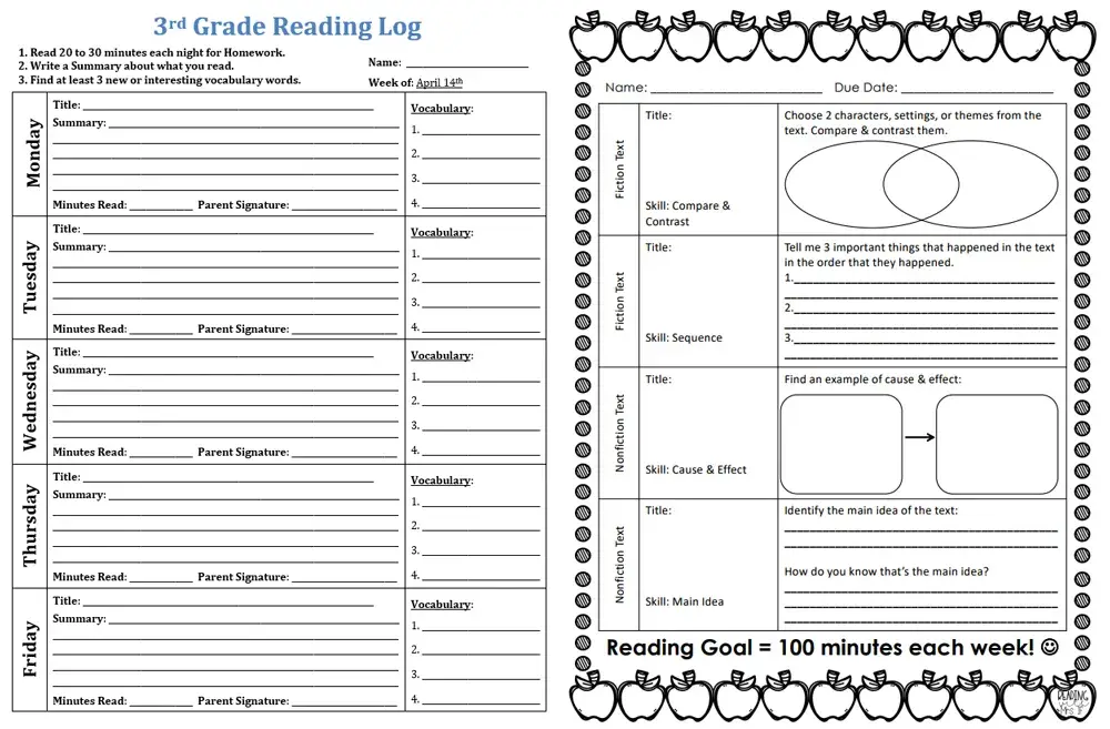 readinglog模板图片