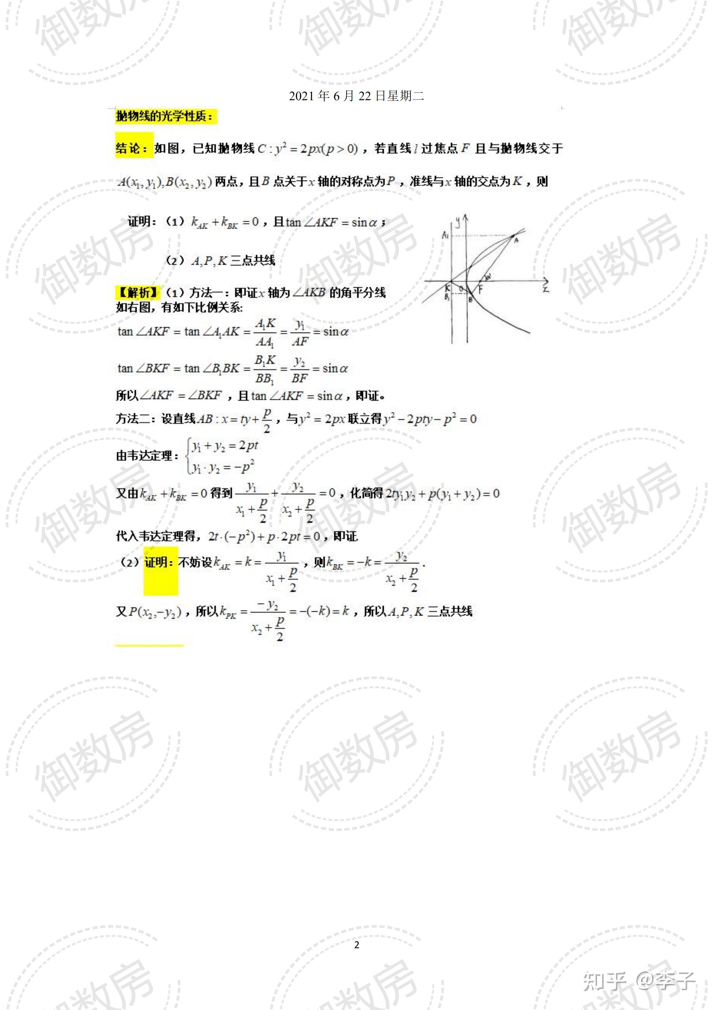 抛物线的一种光学性质