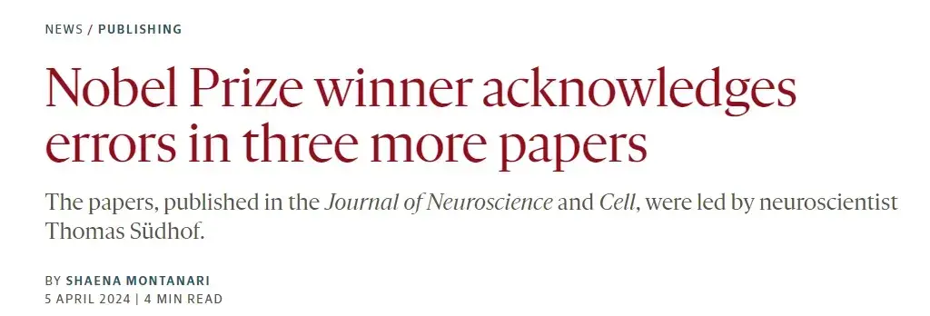 诺贝尔奖得主承认又有3篇论文存在错误，这对实验室年轻人来说，是灾难性的打击！ - 知乎