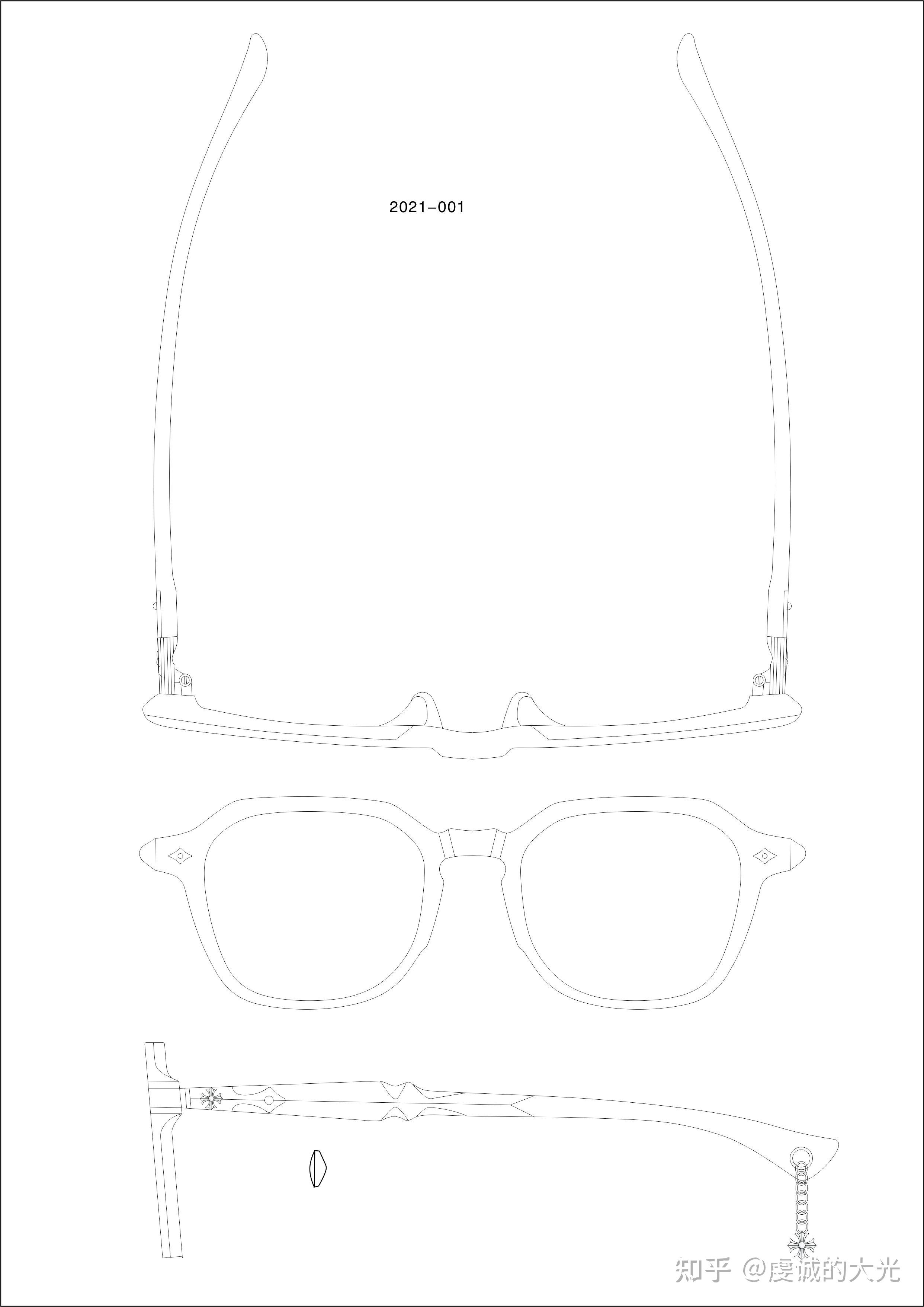眼镜设计图纸自带尺寸图片