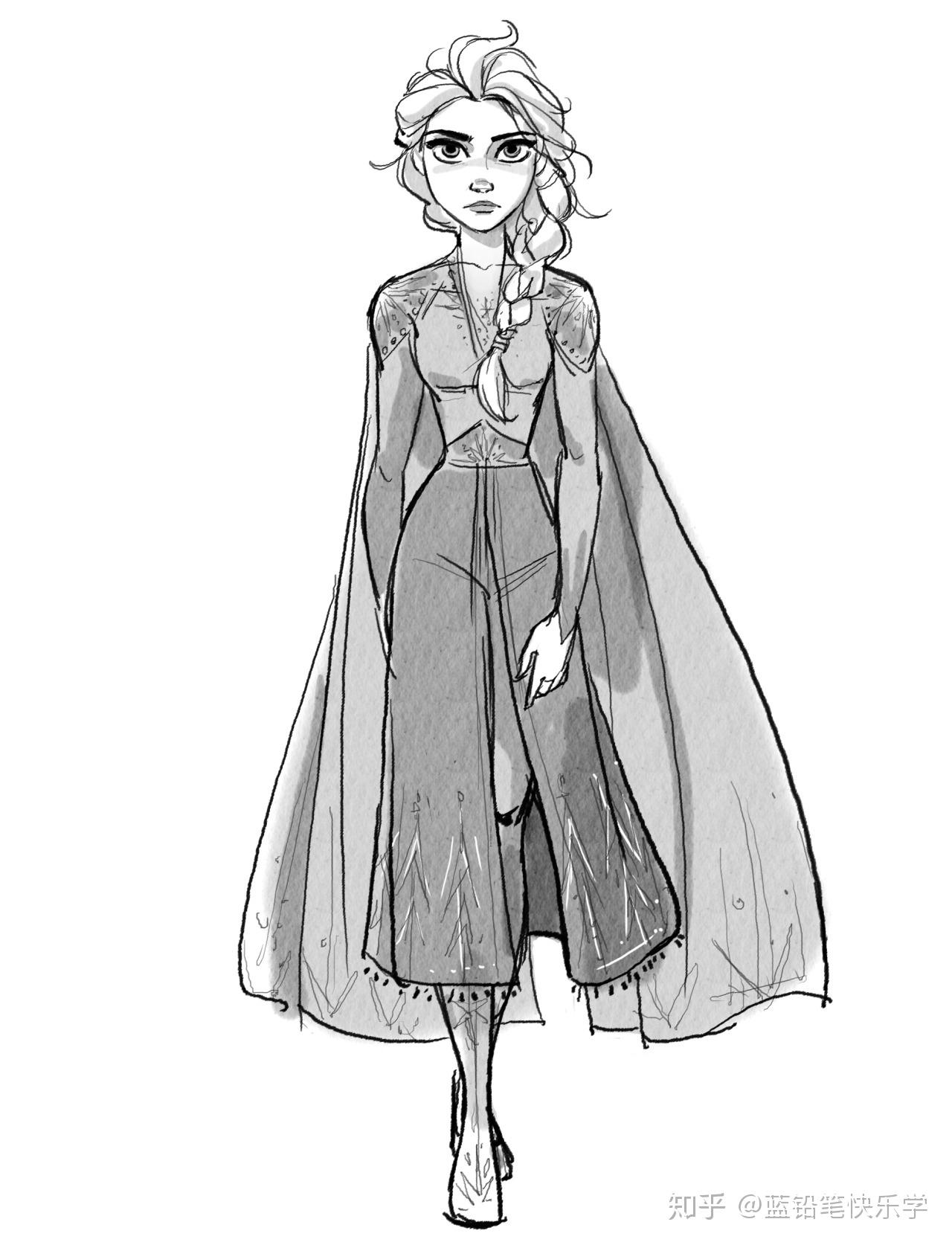 【附下载】冰雪奇缘角色设计手稿,抱走你们又美又飒的艾莎