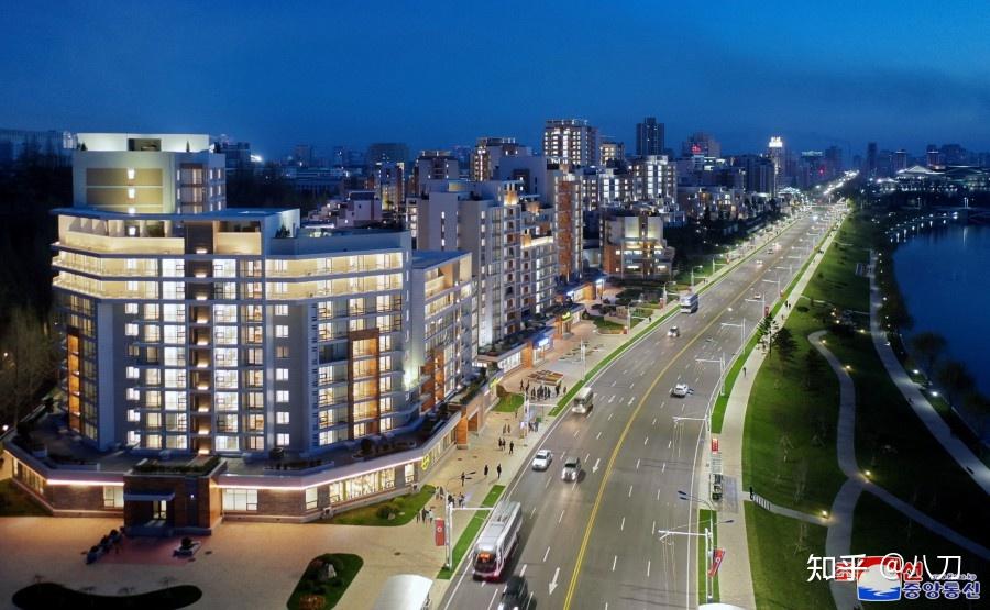 朝中社首都平壤的夜景日新月异