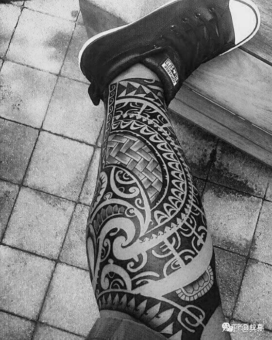 纹身素材第19期男生花腿纹身