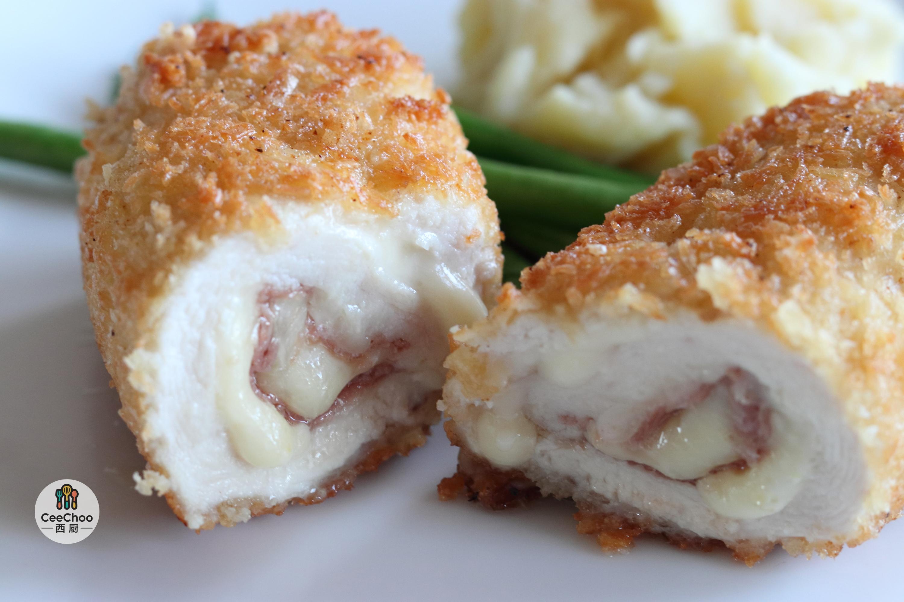 法式经典蓝绶带鸡肉卷chickencordonbleu