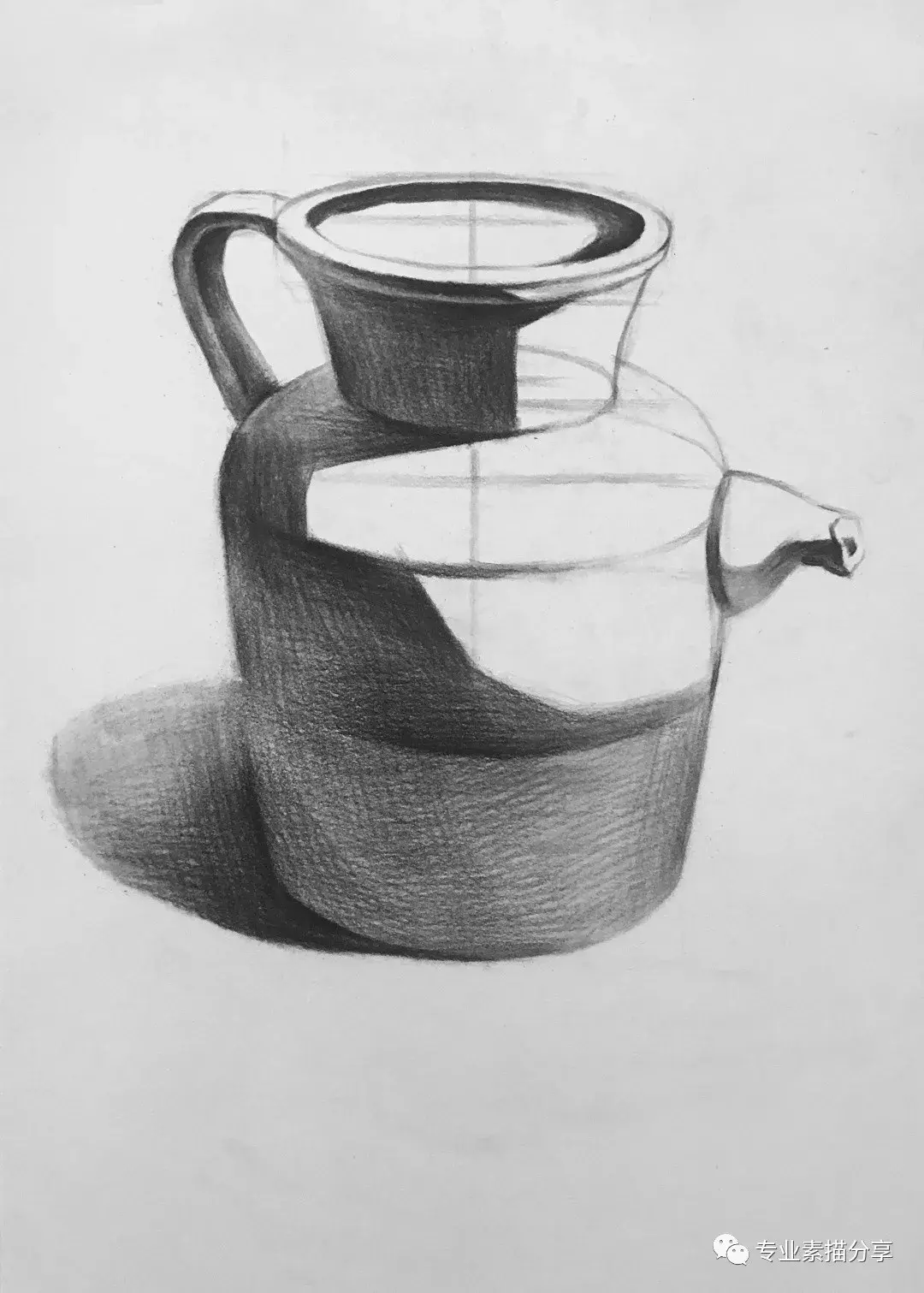 素描静物罐子画法步骤图片
