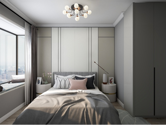 三,卧室黑白灰,极品的性冷淡风